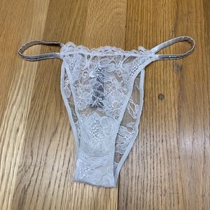 Victoria's Secret Very Sexy White Lace Rhinestone Shine Strap Brazilian Panty M